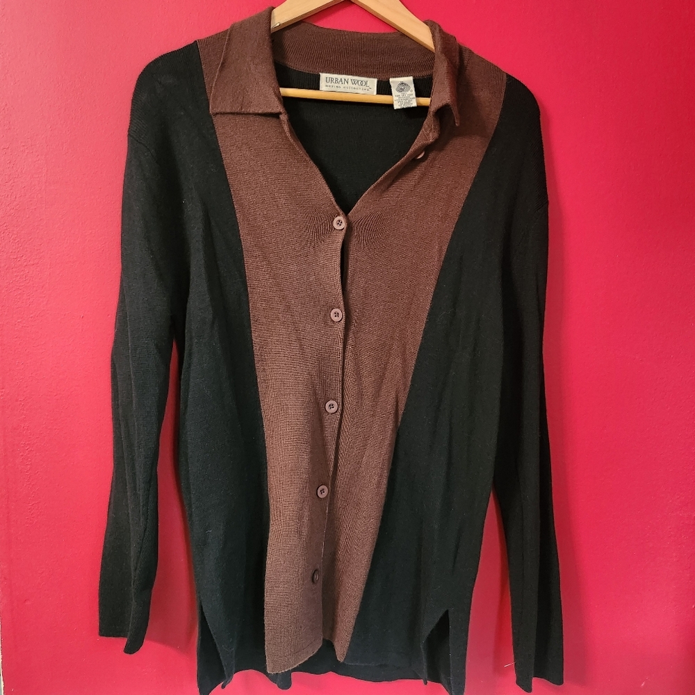 Urbanwool two-toned button up cardigan size medium